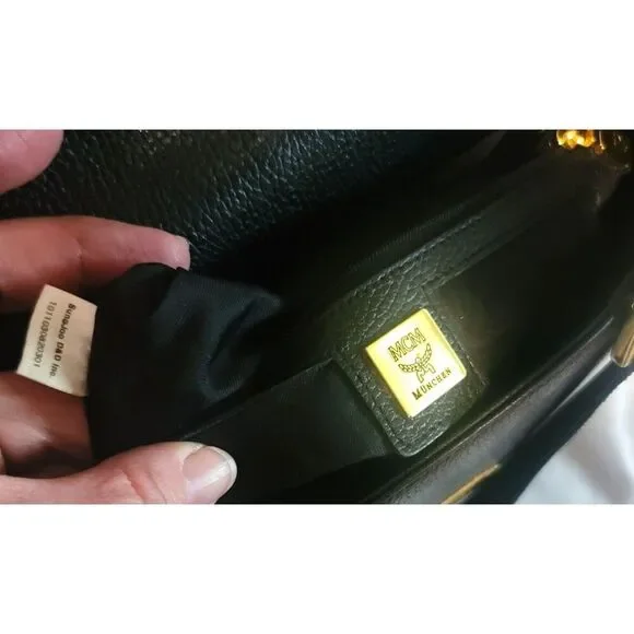 MCM - Classic Black Logo Saffiano Leather Bucket Bag - Picture 10 of 11